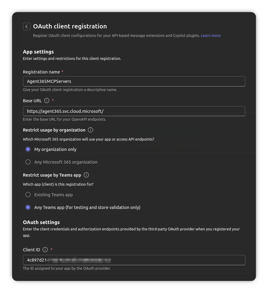 Create OAuth client part 1