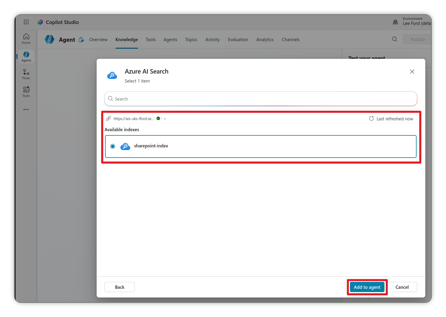 Add Azure AI Search to Copilot agent