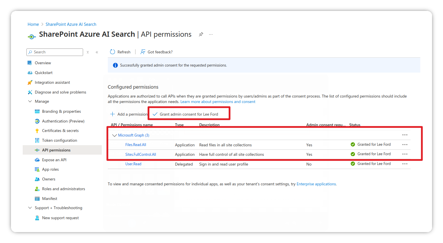 Configure API permissions