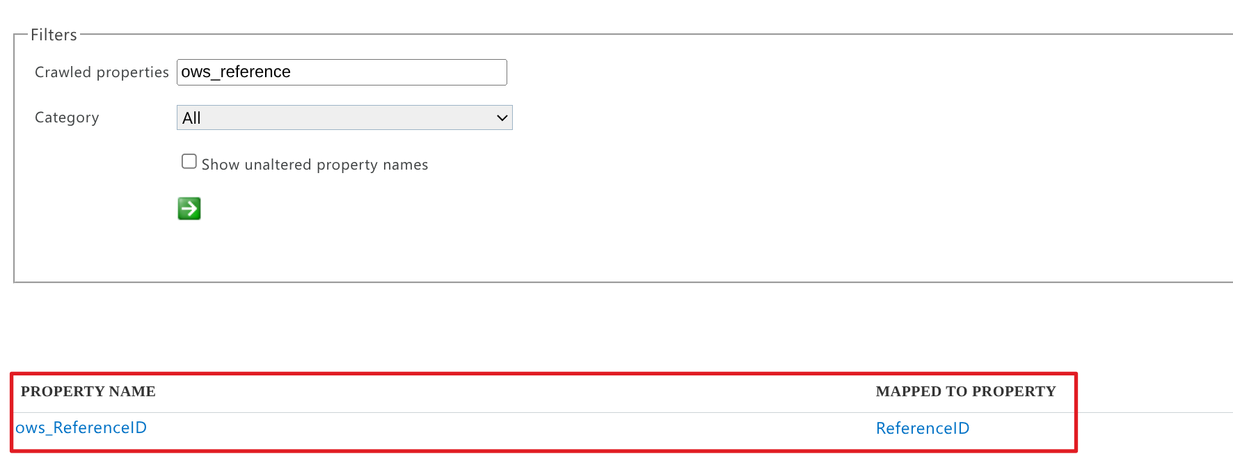 Creating managed property in SharePoint search